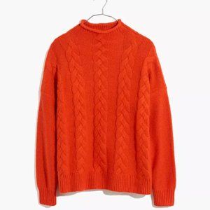 Madewell Orange Cable Knit Sweater